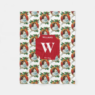 Weihnachtskatzenfest Mit Monogramm Fleecedecke