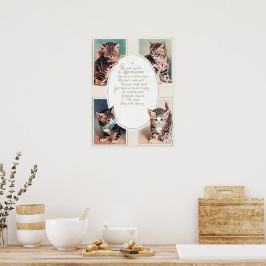 Weihnachtskatzengedicht Feiertag Poster (Küche)