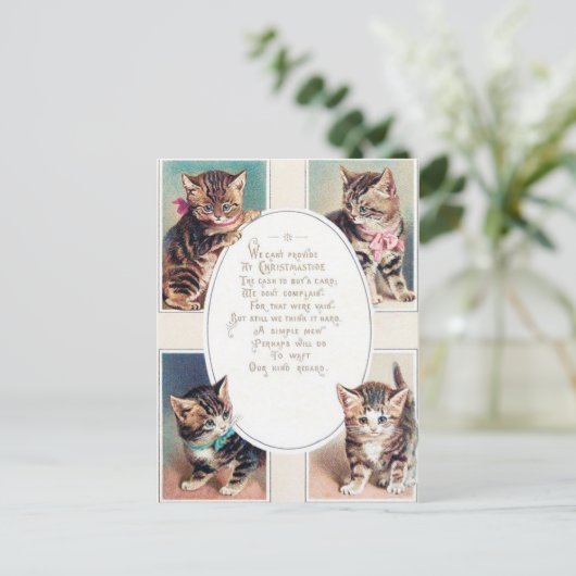 Weihnachtskatzengedicht Postkarte (Stehend Vorderseite)