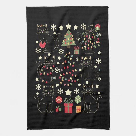 Weihnachtskatzengeschenk für Katzenbesitzer Geschirrtuch (Vertikal)
