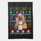Weihnachtskatzengeschenk Geschirrtuch (Vertikal)