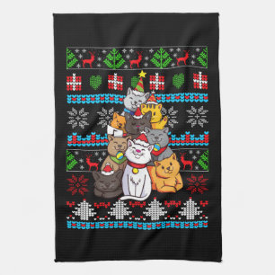 Weihnachtskatzengeschenk Geschirrtuch