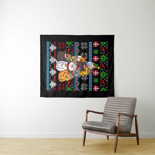 Weihnachtskatzengeschenk Wandteppich (Beispiel (Horizontal))