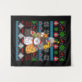 Weihnachtskatzengeschenk Wandteppich (Vorderseite (Horizontal))