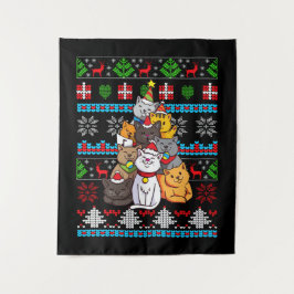 Weihnachtskatzengeschenk Wandteppich