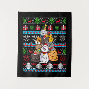 Weihnachtskatzengeschenk Wandteppich