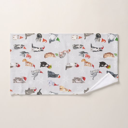 Weihnachtskatzengeschenk, Weihnachtsmuster Handtuch (Handtuch)