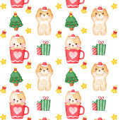 Weihnachtskatzengeschenke und Strümpfe auf Weiß Geschenkpapier