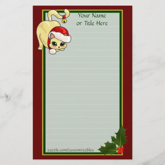 Weihnachtskatzengeschirr Briefpapier (Vorderseite)