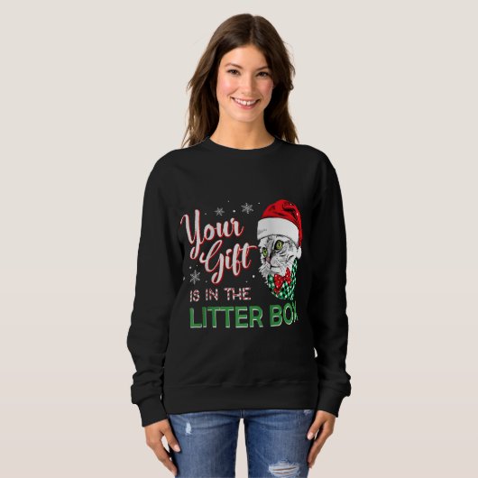 Weihnachtskatzenjause T-Shirt Ihr Geschenk ist in Sweatshirt (Vorne ganz)