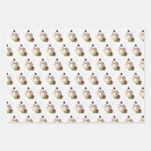 Weihnachtskatzenliebhaber PAPIERSHEETS Geschenkpapier Set (Vorderseite)
