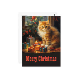 Weihnachtskatzenmalerei Postkarte
