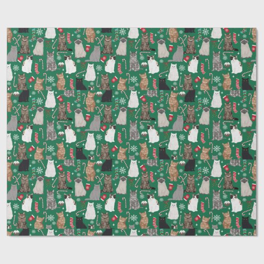 Weihnachtskatzenmuster Geschenkpapier (Flach)