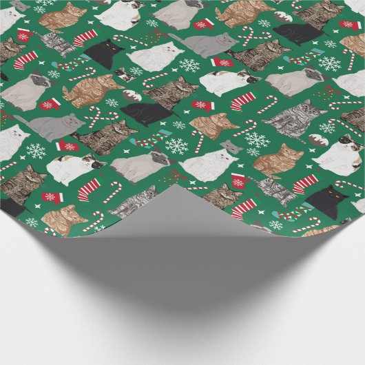 Weihnachtskatzenmuster Geschenkpapier (Ecke)