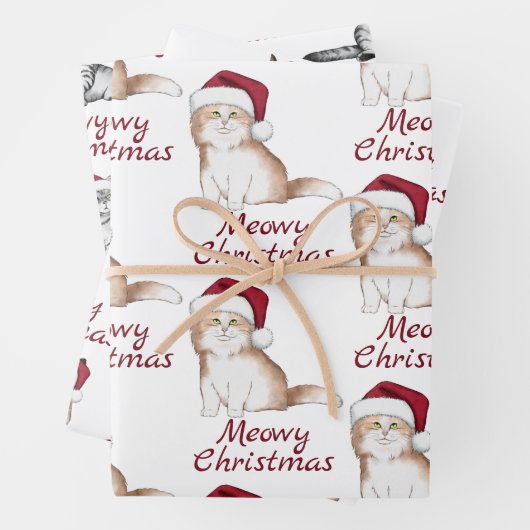 Weihnachtskatzenmuster Geschenkpapier Set (Beispiel)