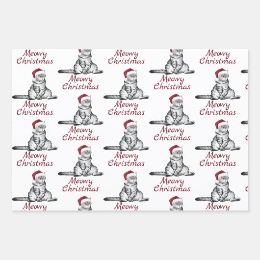 Weihnachtskatzenmuster Geschenkpapier Set (Vorderseite 3)