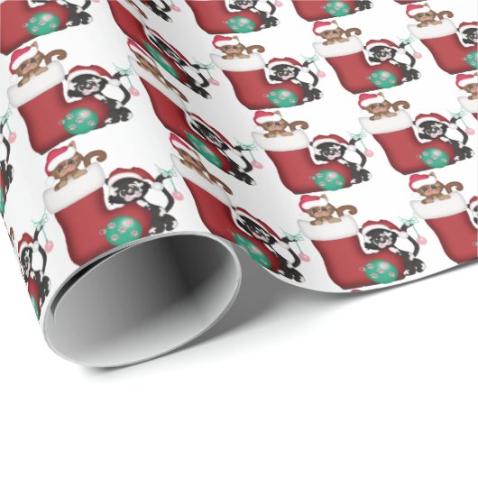 Weihnachtskatzenpapier Geschenkpapier (Rolleneckpunkt)
