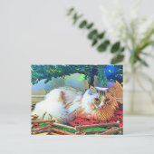 Weihnachtskatzenpostkarte Postkarte (Stehend Vorderseite)