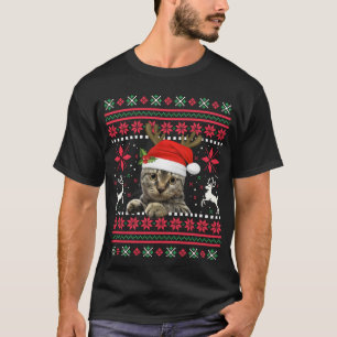 Weihnachtskatzenreindeer Ugly Weihnachtssüßer T-Shirt