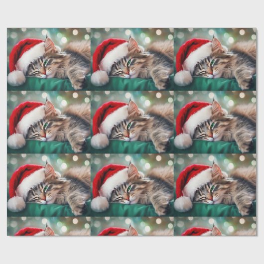 Weihnachtskatzenschlaf Geschenkpapier (Flach)