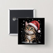 Weihnachtskatzenschnee Weihnachtsmannmütze Winter Button (Vorne & Hinten)