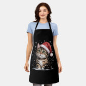 Weihnachtskatzenschnee Weihnachtsmannmütze Winter Schürze (Getragen)