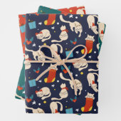 Weihnachtskatzenskandinavier, moderner, heller Tri Geschenkpapier Set (Beispiel)