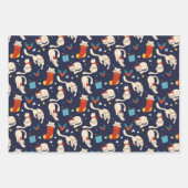 Weihnachtskatzenskandinavier, moderner, heller Tri Geschenkpapier Set (Vorderseite)