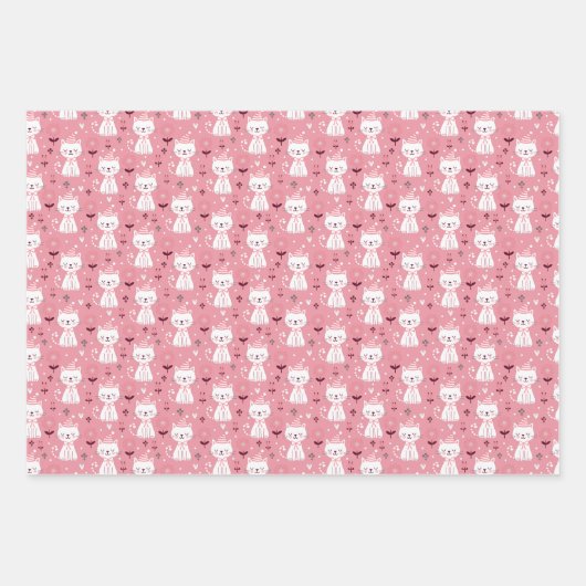 Weihnachtskatzenverpackungsblätter Geschenkpapier Set (Vorderseite)