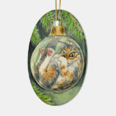 Weihnachtskatzenverzierung Keramikornament (Links)