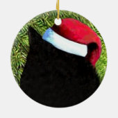 Weihnachtskatzenverzierung Weihnachtsmann Keramikornament (Hinten)