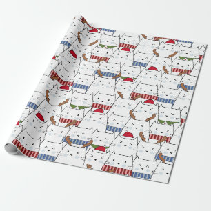 Weihnachtskatzenwaschpapier Geschenkpapier