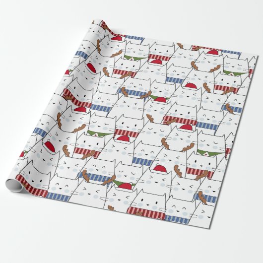 Weihnachtskatzenwaschpapier Geschenkpapier (Ungerollt)