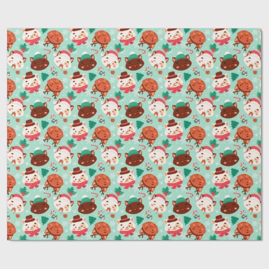 Weihnachtskatzenwaschpapier Geschenkpapier (Flach)