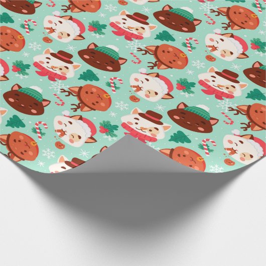 Weihnachtskatzenwaschpapier Geschenkpapier (Ecke)