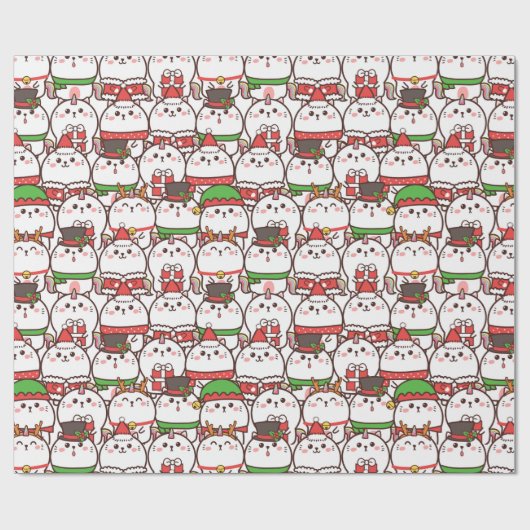Weihnachtskatzenwaschpapier Geschenkpapier (Flach)