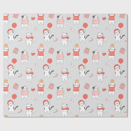 Weihnachtskatzenwaschpapier Geschenkpapier (Flach)
