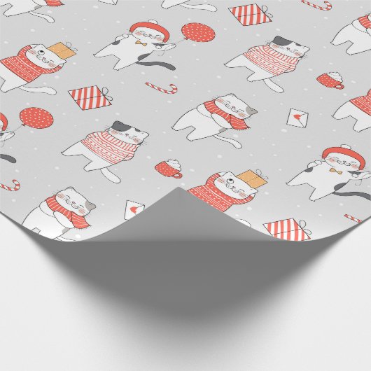 Weihnachtskatzenwaschpapier Geschenkpapier (Ecke)