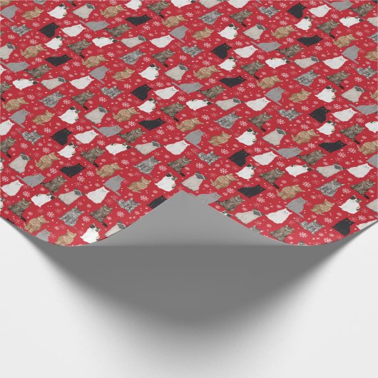 Weihnachtskatzenwrap Geschenkpapier (Ecke)