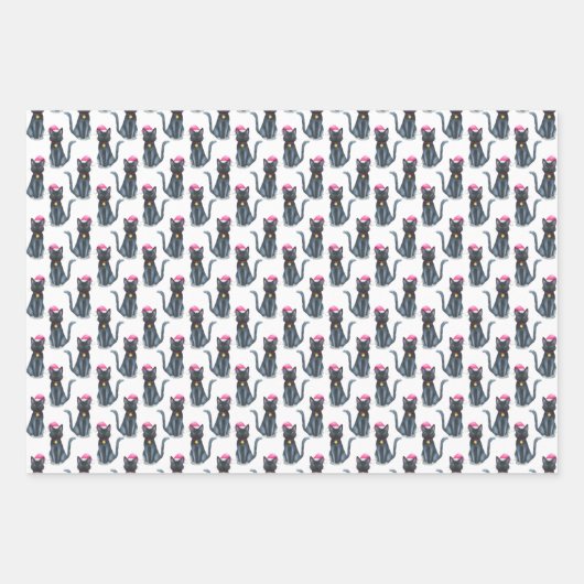 Weihnachtskatzenwrapping Geschenkpapier Set (Vorderseite)