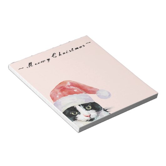 Weihnachtskatzwünsche Meowy Weihnachtsblüte Notizblock (angewinkelt)