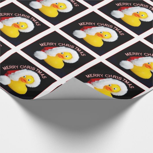 Weihnachtskautschuk Ducky Weihnachtsmannmütze Wrap Geschenkpapier (Ecke)
