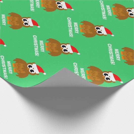 Weihnachtskauz-Cartoon Geschenkpapier (Ecke)