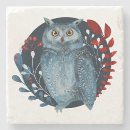 Weihnachtskauz im Vintage-Stil Steinuntersetzer