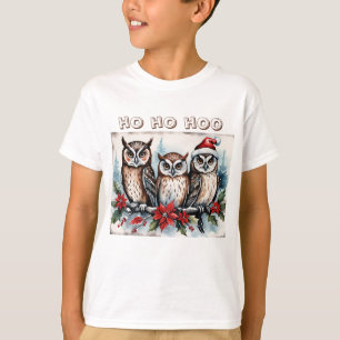 Weihnachtskäuze mit Santa-Hut T-Shirt