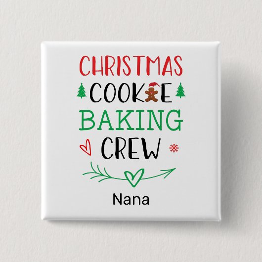 Weihnachtskeks Backen Crew passend Familienname Button (Vorderseite)