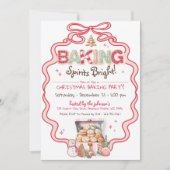Weihnachtskeks Backen Party Coquette Pink Bow Einladung (Vorderseite)