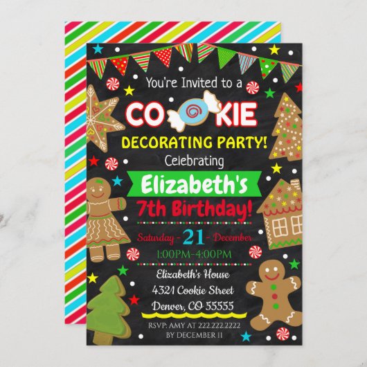 Weihnachtskeks Dekorieren der Party Einladung (Vorne/Hinten)