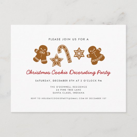 Weihnachtskeks Dekorieren der Party Einladung Postkarte (Vorderseite)