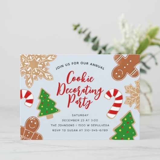 Weihnachtskeks Dekorieren Feiertag Party Einladung (Stehend Vorderseite)
